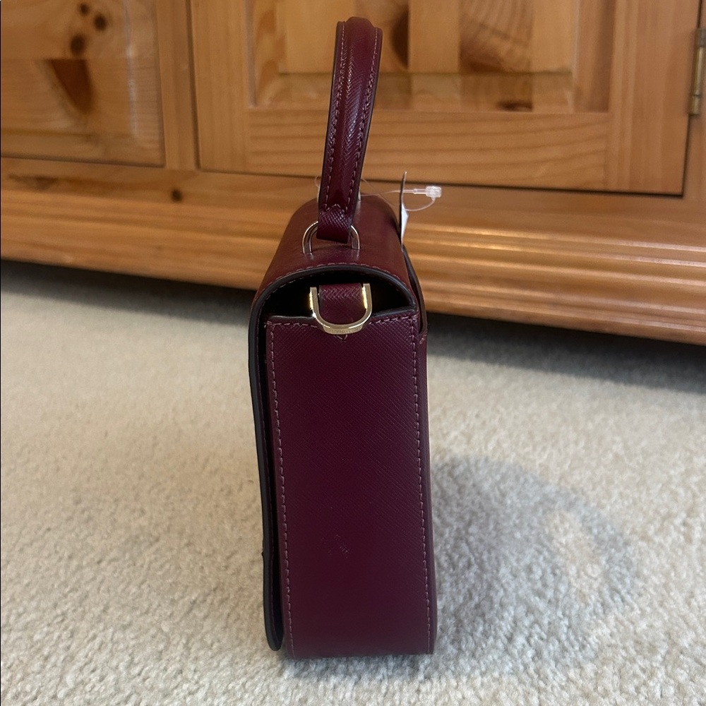 Kate Spade Square CB Soffiano leather bag.  Deep berry color.  NWT - Picture 4 of 12